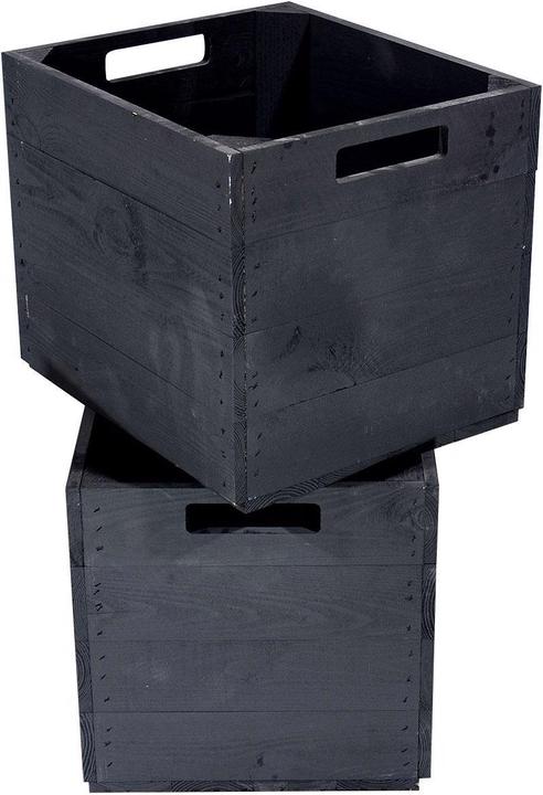 Produktbild Holz Zollhaus Aufbewahrungskiste Vintage Schwarz 33 x 38 cm (33.33 cm, 39.61 l, 1x)