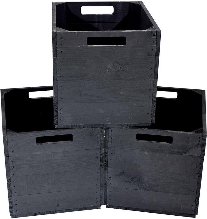 Produktbild Holz Zollhaus Aufbewahrungskiste Vintage Schwarz 33 x 38 cm (33.33 cm, 39.61 l, 1x)