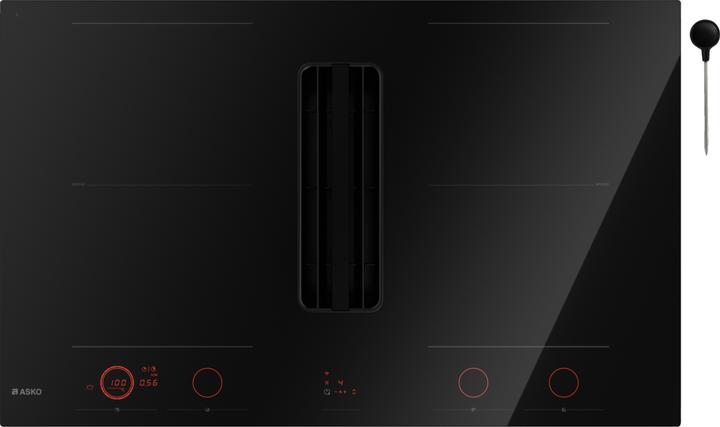 Produktbild Asko Induktionskochfeld 80 mit Dunstabzug, Celsius°Cooking HIHD 854GF Schwarz glänzend (83 cm, Elektrokochfeld)