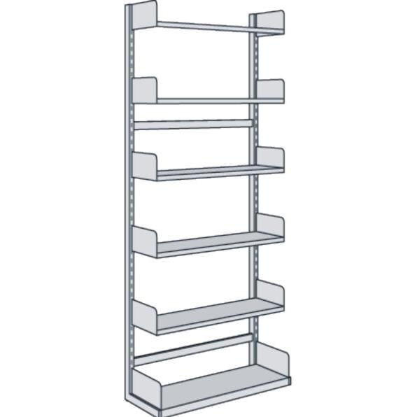 Kerkmann, Regal, Bibliotheks-Regal Univers einseitig Grundfeld 75x25x225cm mit 6 Böden lichtgrau