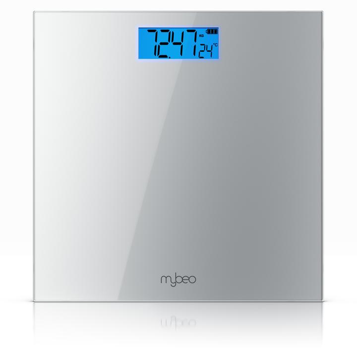 Actual product image Mybeo Digitale Waage für Personen, grosse Trittfläche aus 6mm Sicherheitsglas, Personenwaage, Digitalwaage (180 kg)