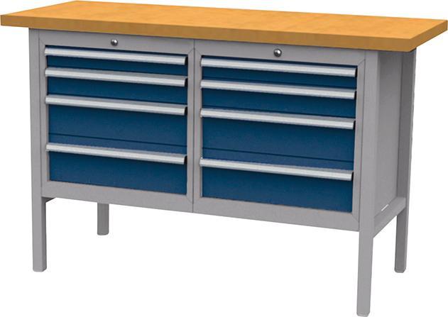 Produktbild Forum Professional Solutions Kastenwerkbank B1500mm 8 Schubl. RAL7035/5010 (150 cm, 60 cm)