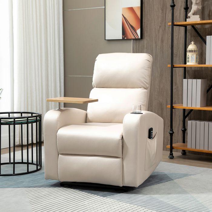 Actual product image Swisshandel24 Relaxsessel mit Massage und FB, Fernsehsessel, Mikrofaser, Beige