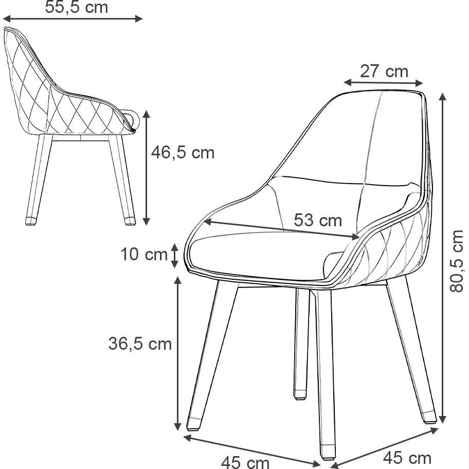 Thumbnail - Vichy, Stühle, Esszimmerstuhl Goldamo, Anthrazit/Gold, 53 x 55.5 cm 4er-Set