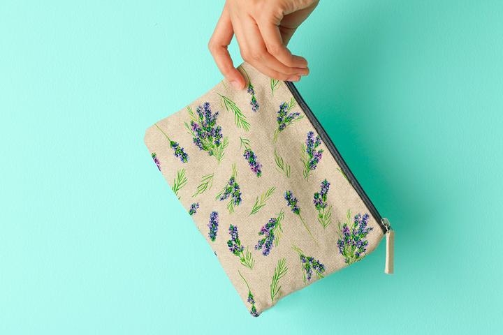 Actual product image VBS Motif fabric linen look "Lavender", 140 cm wide, sold by the metre