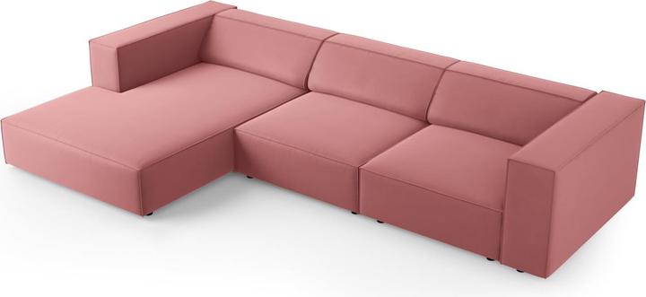 Actual product image Cosmopolitan Design Velvet Left Corner Sofa, "Arendal", 4 Seats, Flamingo, 284x166x70 Made in Europe (Corner sofa)