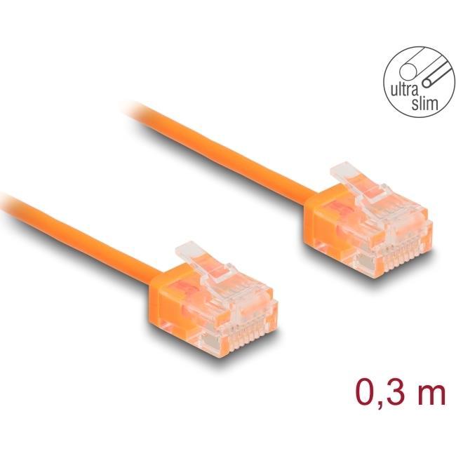 Thumbnail - Delock RJ45 Netzwerkkabel Cat.6 UTP Ultra Slim 0,3 m orange (U/UTP, CAT6, 0.30 m), Netzwerkkabel