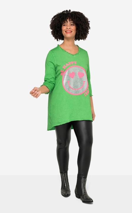 Produktbild Angel of Style T-Shirt, A-Linie, Pailletten-Smiley, V-Ausschnitt, 3/4-Ärmel (54)
