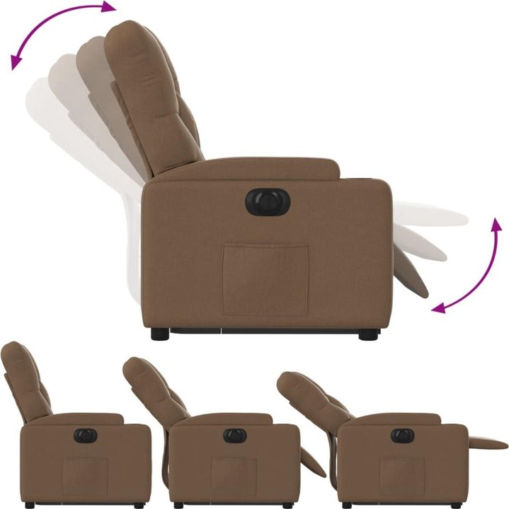 Immagine prodotto VidaXL Poltrona relax con ausilio per l'alzata Poltrona elettrica per la TV Poltrona in tessuto marrone