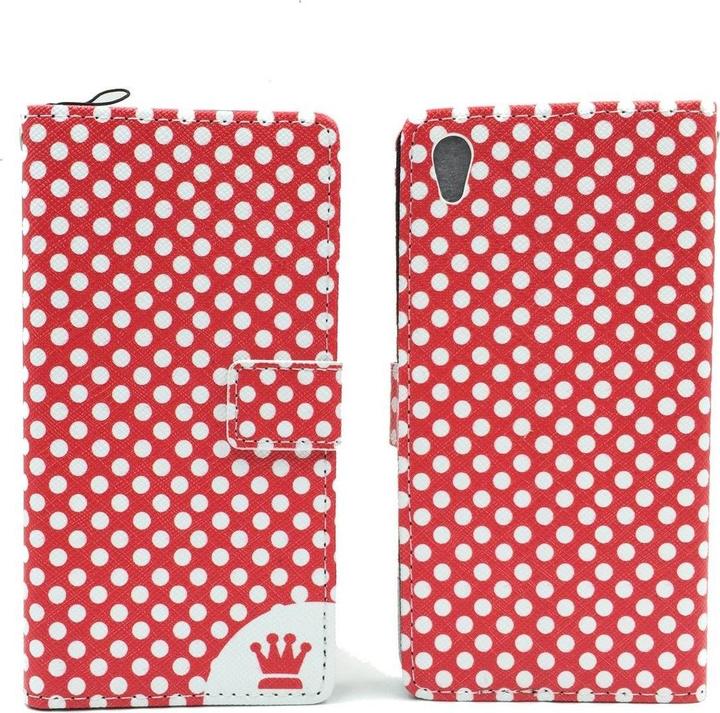 Produktbild König Design Schutz Hülle für Sony Xperia Z5 Polka Dot Rot Tasche Case Cover + 1 Panzer Schutz Glas (Sony Xperia Z5)
