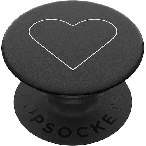 PopSockets Handy White Heart Black Ständer, Smartphone Halterung, Schwarz, Weiss