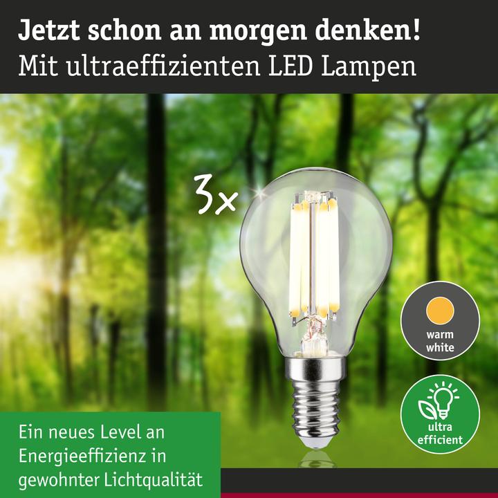 Produktbild Paulmann Tropfen Eco-Line Filament 3er Set (E14, 2.50 W, 525 lm, 3 x, A)