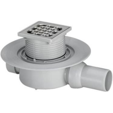 Viega, Siphon, Height-adjustable dry ladder with stainless steel grille and sealing ring, d 50, horizontal