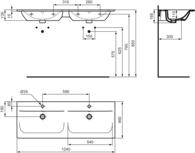 Immagine prodotto Ideal Standard Lavabo doppio per mobili Connect Air 1240mm E0273 E0273 (460 mm, 1240 mm)