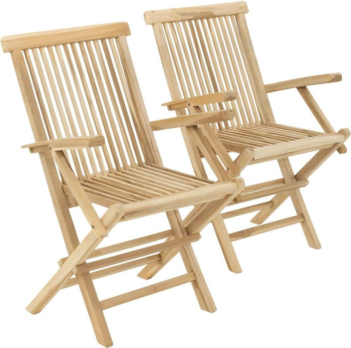 Actual product image VCM Stuhl Teak Holz 2er Set klappbar massiv Holzstuhl Armlehne unbehandelt