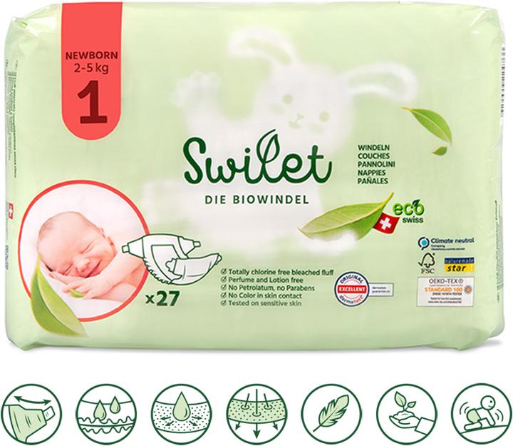 Produktbild Swilet Die Bio-Windel Newborn (Gr. 1, Tragepack, 27 Stück)