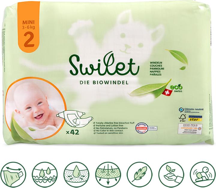 Produktbild Swilet Die Bio-Windel Mini (Gr. 2, Monatsbox, 504 Stück)