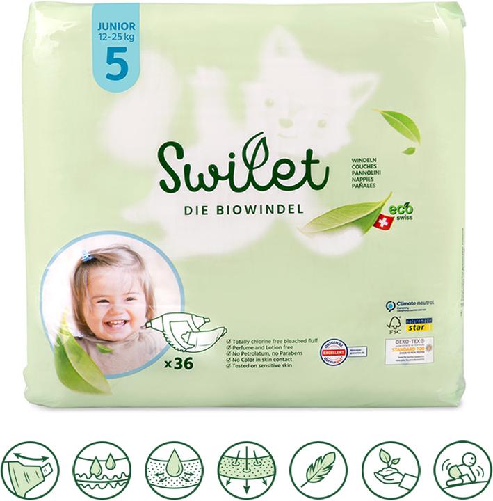 Produktbild Swilet Die Bio-Windel Junior (Gr. 5, Monatsbox, 432 Stück)