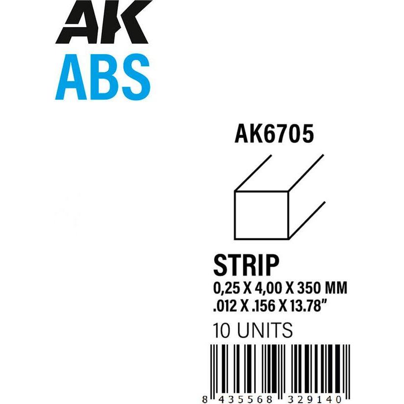 AK Interactive Strips 0.25 x 4.00 x 350mm - ABS STRIP