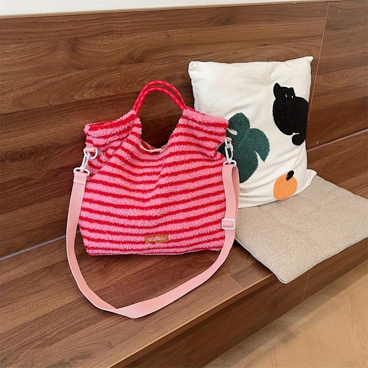 Immagine prodotto Only-Bags.Store Borsa in felpa a righe chic - versatile borsa a tracolla e crossbody alla moda con tracolla