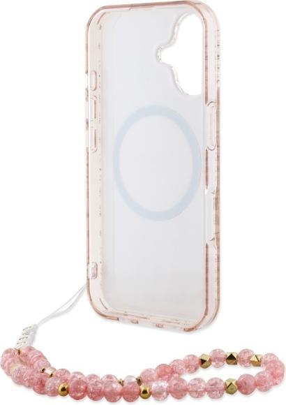 Actual product image Guess GUHMP16SHCPOFPP iPhone 16 6.1" różowy/pink hardcase IML Flowers Allover Electro With Pearl Str (Apple iPhone 16)