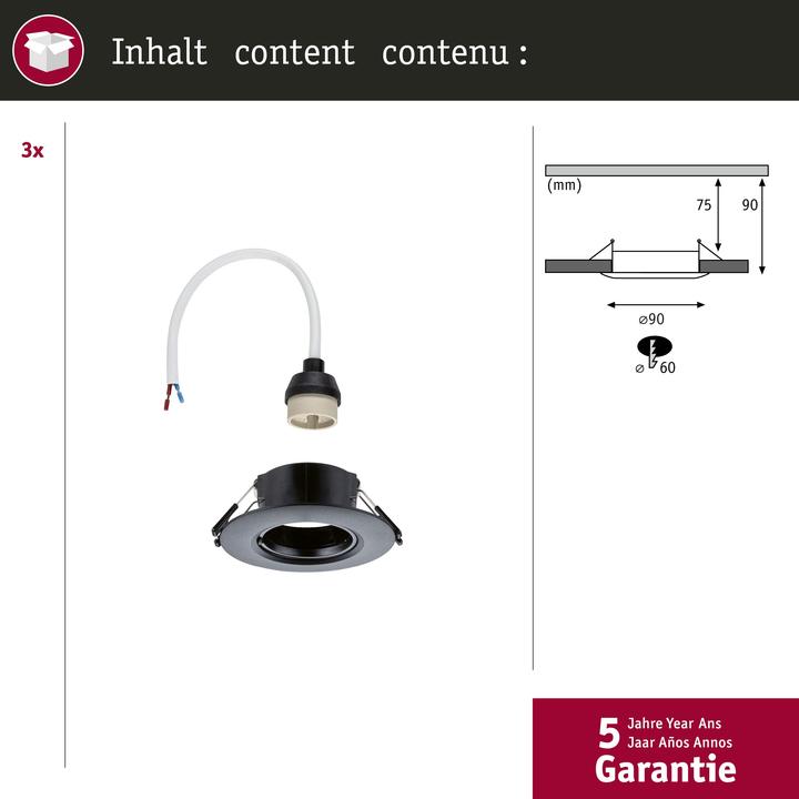 Produktbild Paulmann Einbauleuchte 3er-Pack starr (GU10)