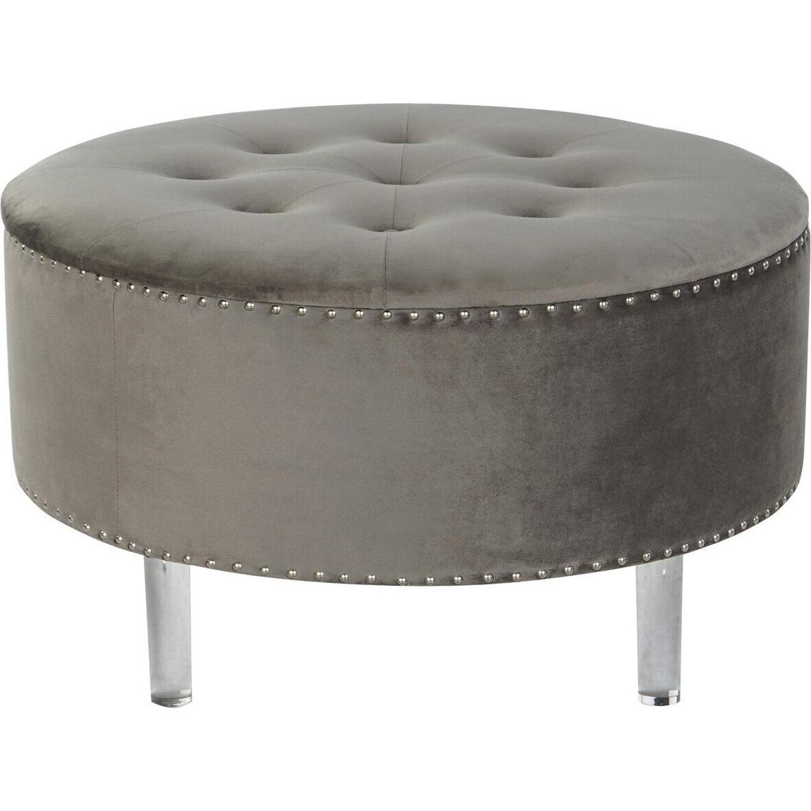 DKD Home Decor, Sgabello + Pouf, Bench Grey Silver MDF Wood 80 x 80 x 43 cm