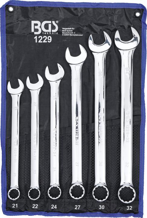 Produktbild BGS Maul-Ringschlüssel-Satz extra lang SW 21 - 32 mm 6-tlg. (32 mm, 24 mm, 22 mm, 21 mm, 27 mm, 30 mm)