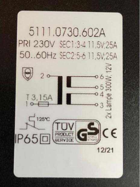 Produktbild MCT Transformatoren Transformator 600VA 12Volt IP 65 2 x Sekundärausgänge