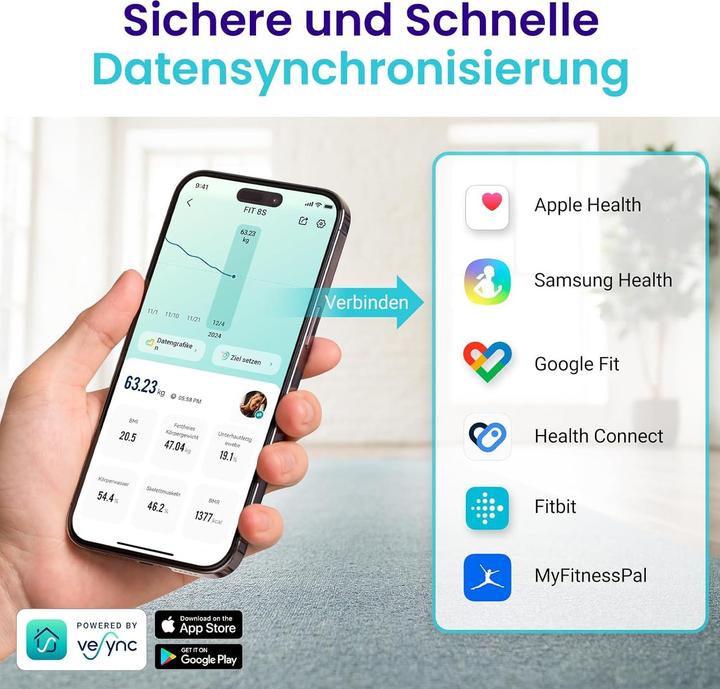 Produktbild Etekcity Digitale Personenwaage mit Körperanalyse (180 kg)