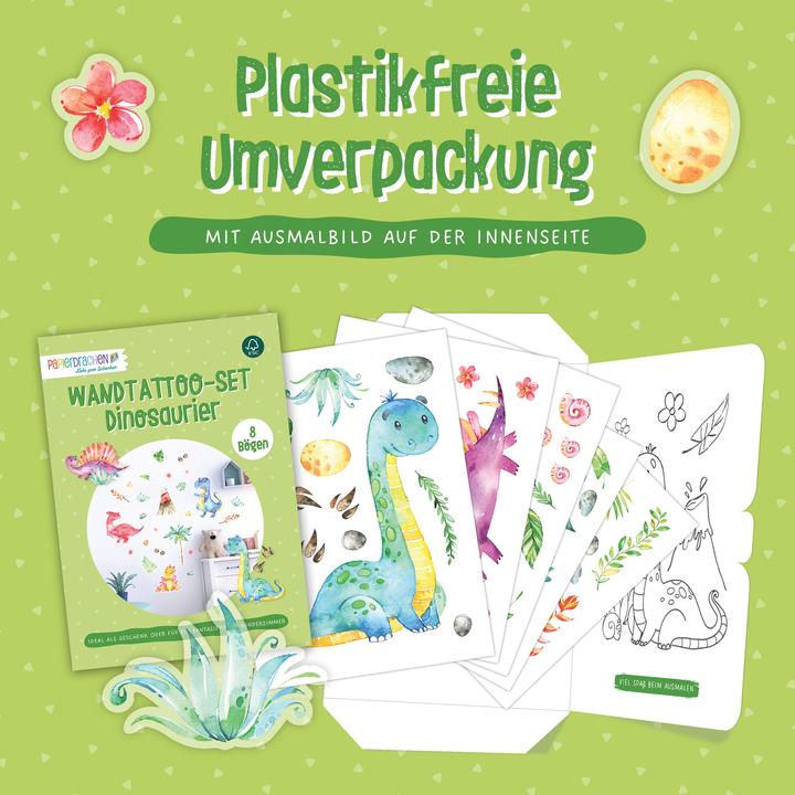 Actual product image Papierdrachen Wall tattoos - dinosaurs - set 5 (22 x 30 cm)