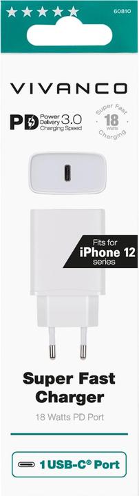 Produktbild Vivanco USB-C Ladegerät, 18W (18 W)