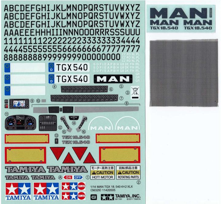 Actual product image Tamiya Sticker MAN TGX 18.540 Ver.II