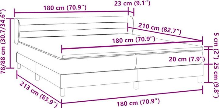 Produktbild vidaXL Boxspringbett (180 x 210 cm)