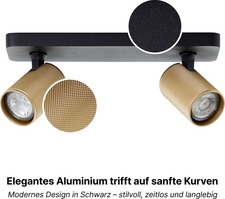 Produktbild Brilliant Plafondspot Marty GU10 2x5W 3000K - Zwart/Goudkleurig (350 lm, GU10)