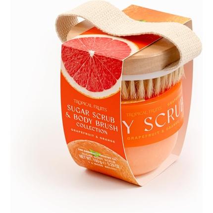 Produktbild The Somerset Toiletry Company Tropical Fruits Gentle Exfoliating Sugar Scrub & Brush Grapefruit und Orange 150g (Reinigungspeeling)