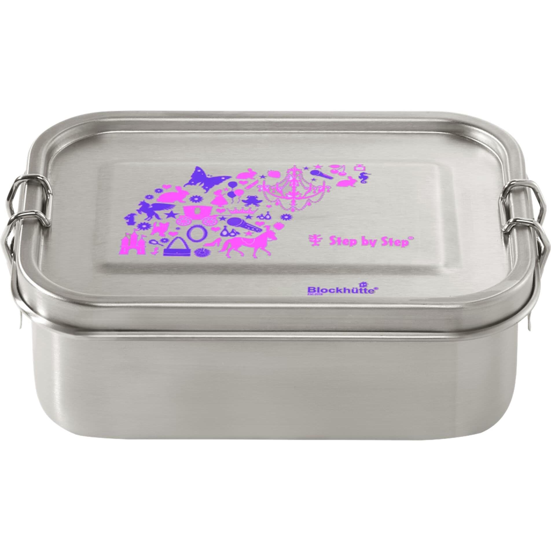 Blockhütte Step by Step Brotzeitbox Edelstahllunchbox mit Trennwand, Lunchbox, Grau