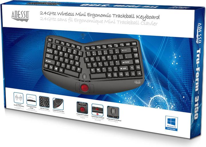 Actual product image Adesso Wireless Ergonomic Trackball (US, Cable)