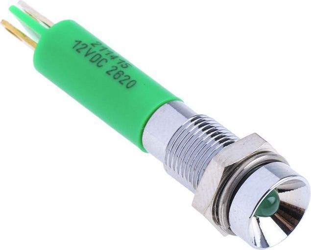 Produktbild RS PRO LED versenkt 6mm chrom 12VDC grün