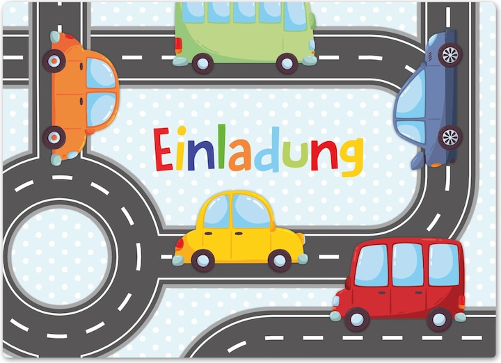 Produktbild Papierdrachen 12 Einladungskarten zum Geburtstag – Autos (12 Stk.)