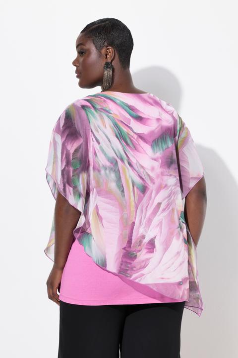 Produktbild Ulla Popken Chiffonbluse, doppellagig, Oversized, Rundhals, Halbarm (46, 48)