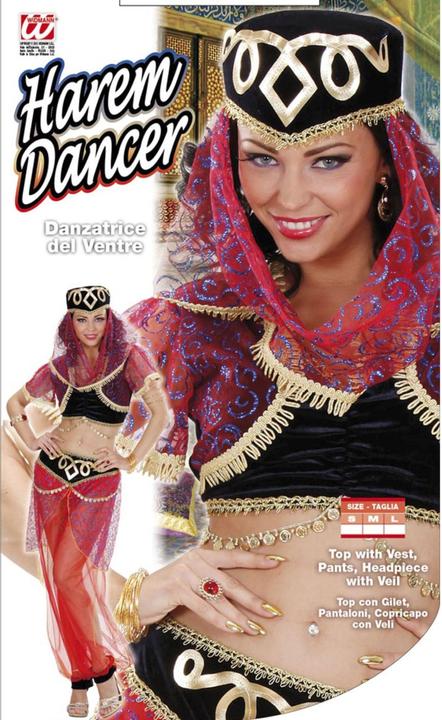 Produktbild Widmann Bauchtänzerin 1001 Nacht Damenkostüm Top mit Weste, Hose, Kopfschmuck mit Schleier (S)