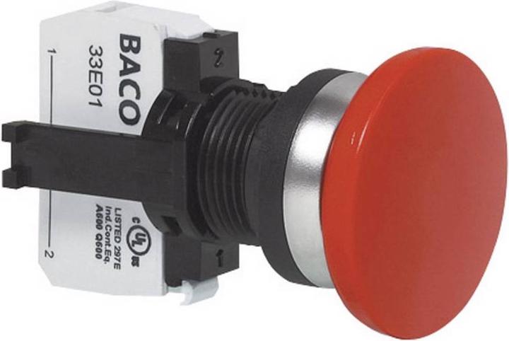 Produktbild Baco Not Aus Schalter L21AD01C Front Kunststoff, verchromt 600 V 10 A 1 Öffner IP69K St.