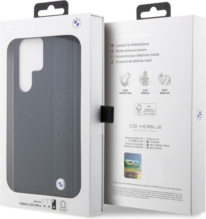 Image du produit BMW Étui BMHCS23L22RDPK S23 Ultra S918 czarny/black hardcase Leather Textured & Stripe (Samsung Galaxy S23 Ultra)