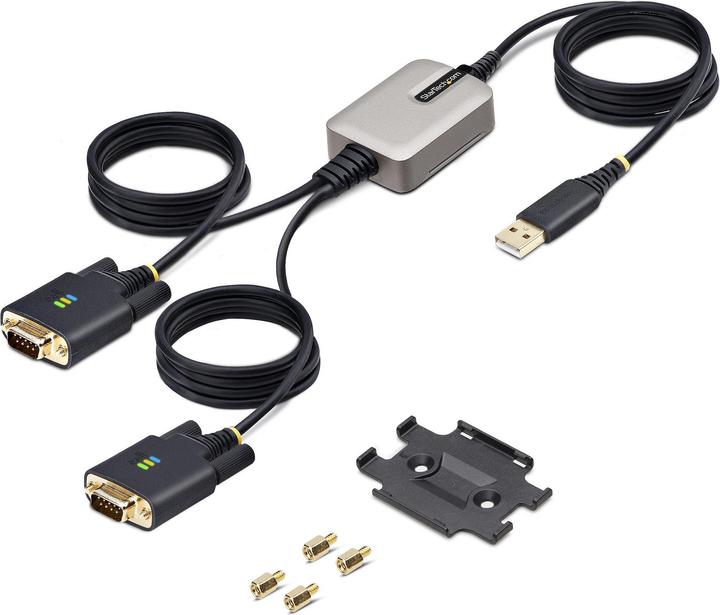 Actual product image StarTech COM 13ft/4m 2-Port USB to Serial Adapter Cable COM Retention FTDI USB-A to DB9 RS232 Change (4 m)