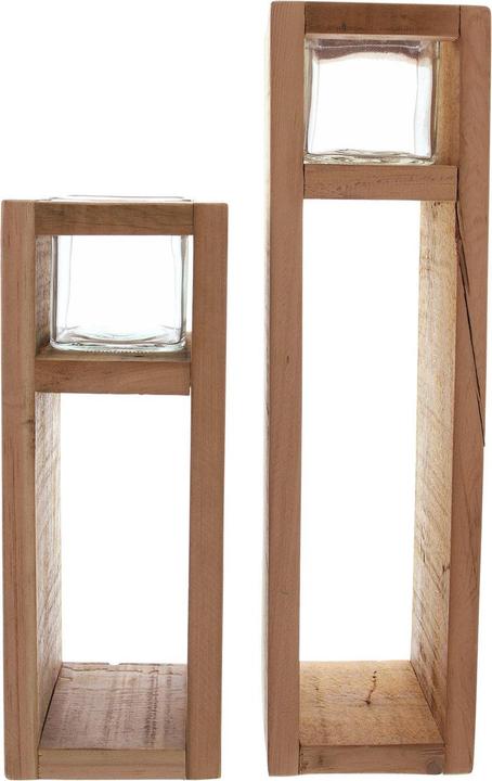 Angela Bruderer Windlichtsäule "Wood", 2er-Set (2 x, 11 x 11 cm)