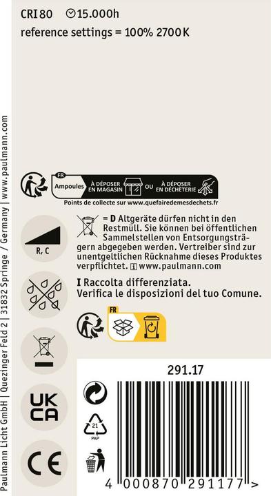 Produktbild Paulmann Classic White AGL (E27, 470 lm, 1 x)