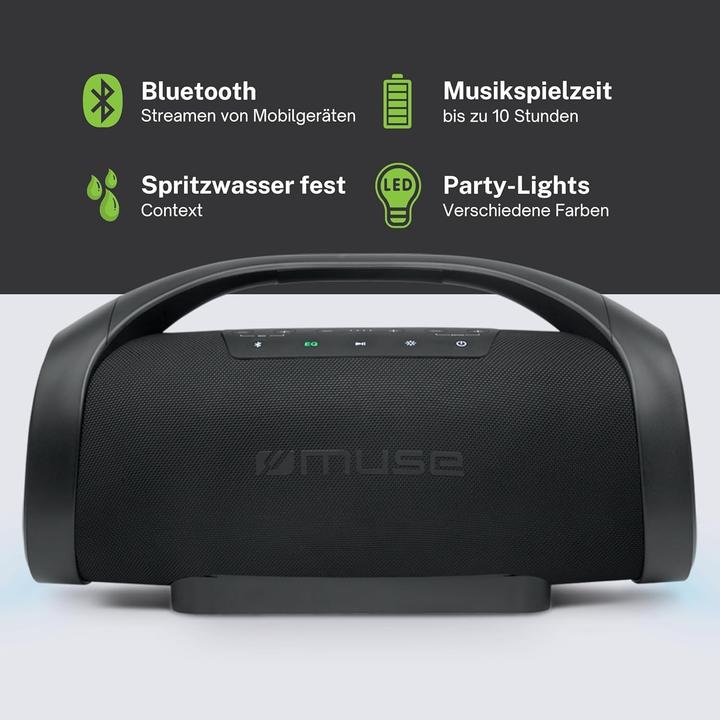 Actual product image Muse Portable Bluetooth Speaker Splash Proof, Black (10 h)