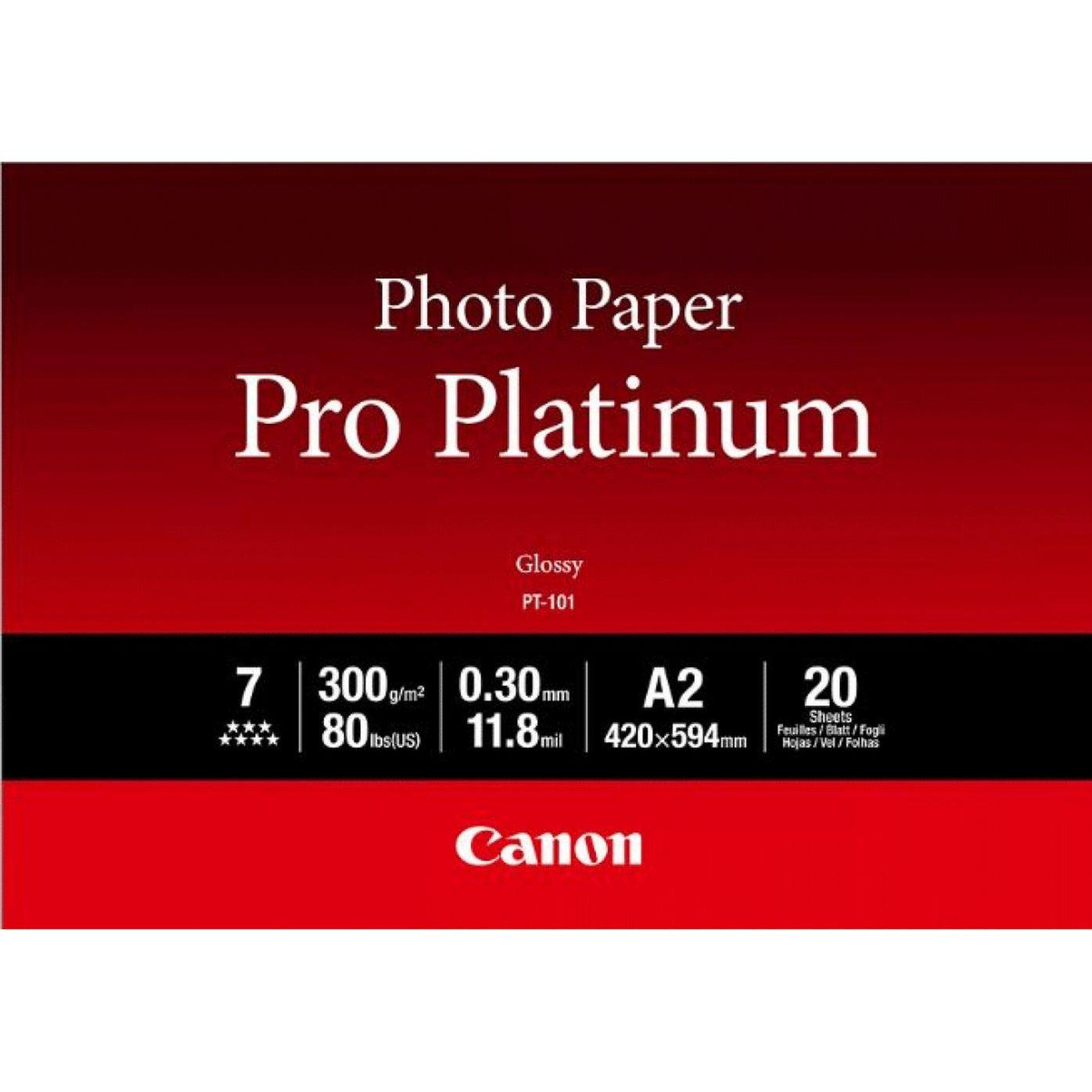 Canon Fotopapier Pro Platinum (300 g/m², A2, 20 x), Fotopapier, Weiss