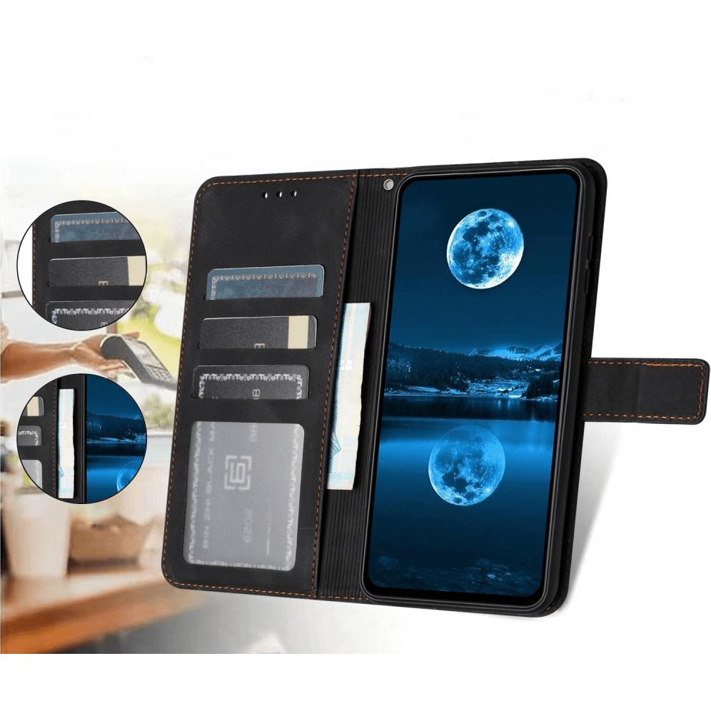 Thumbnail - Cover-Discount Galaxy A55 – Wildleder Look Etui im Vintage Design (Samsung Galaxy A55), Smartphone Hülle, Schwarz